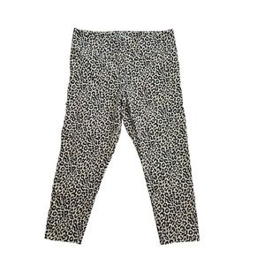 J. Crew Womens Everyday Leggings Cropped Pants Size Large Brown Black Leopard